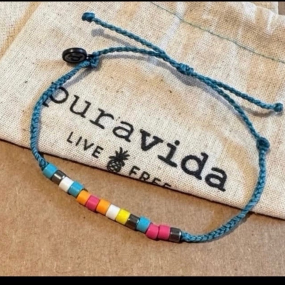 PURA VIDA Blue Mini Braid with Bright Beads Bracelet NEW!